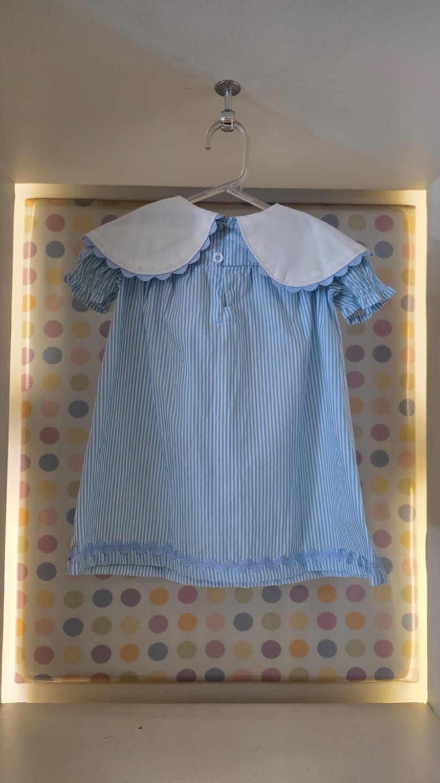 Vestido Bebê Azul Listrado Buá