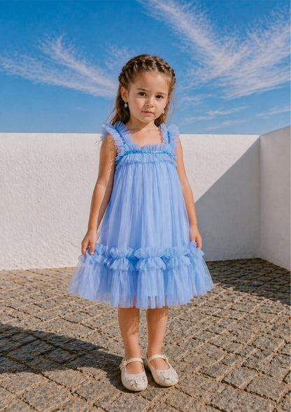 Vestido Infantil Azul Fluido Buá