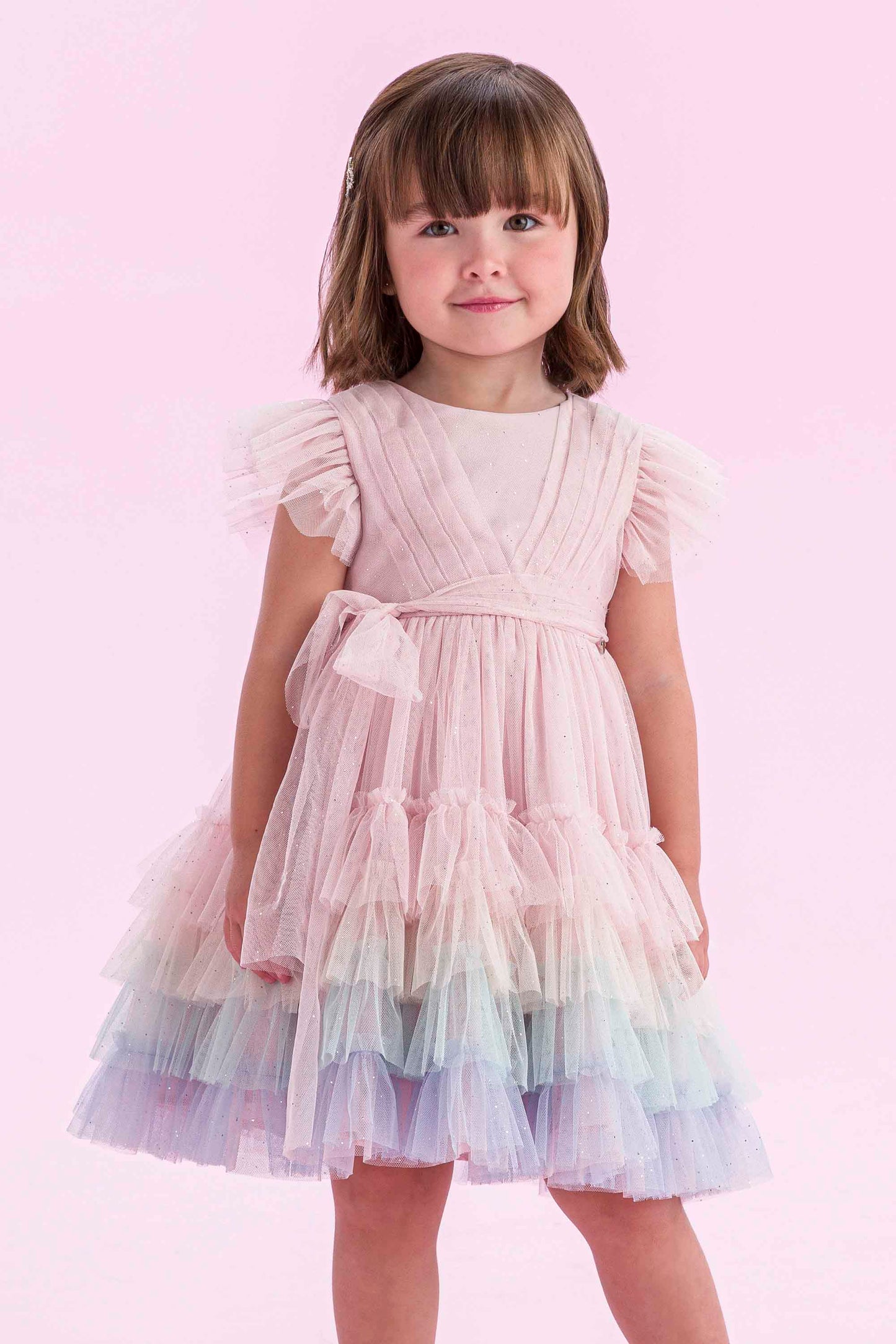 Vestido Infantil Festa Rosa Color Petit Cherie