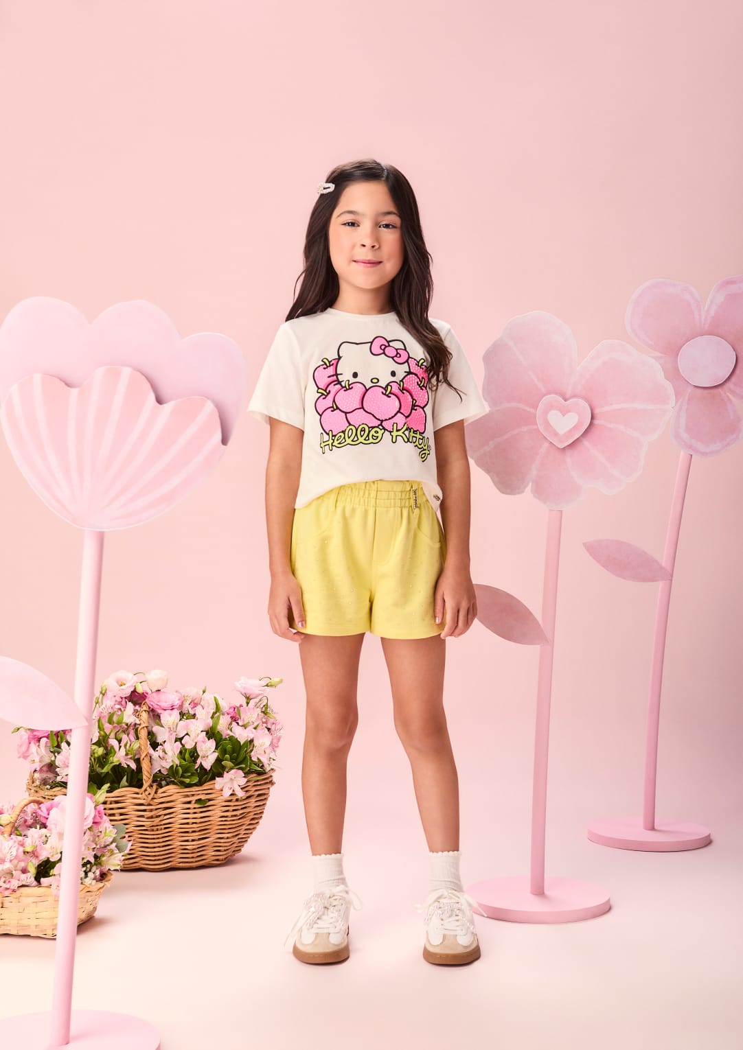 Conjunto Infantil Menina Amarelo Hello Kitty Momi