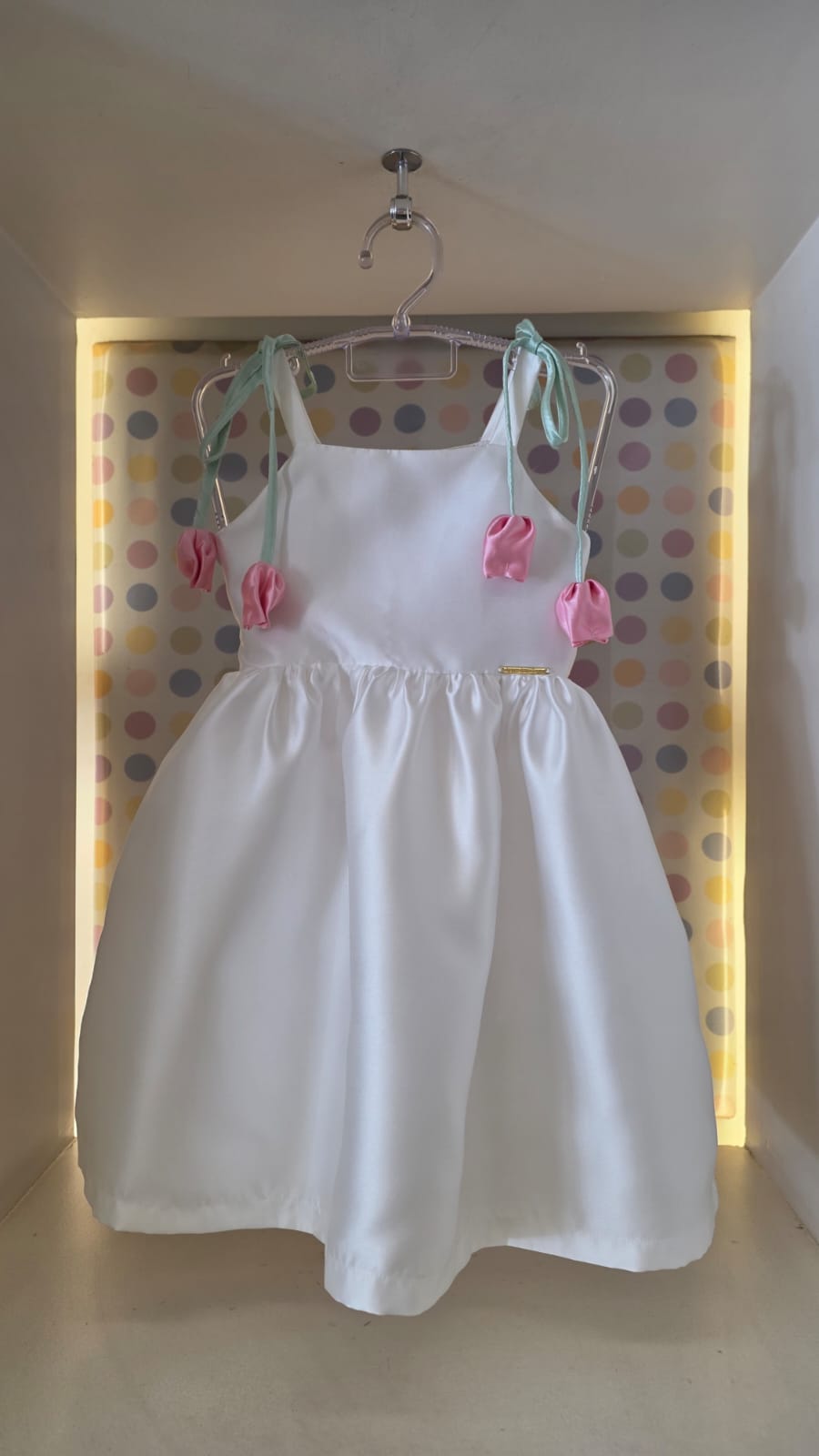 Vestido Infantil Branco Tulipas Buá