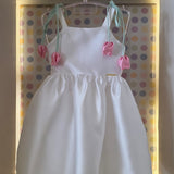 Vestido Infantil Branco Tulipas Buá