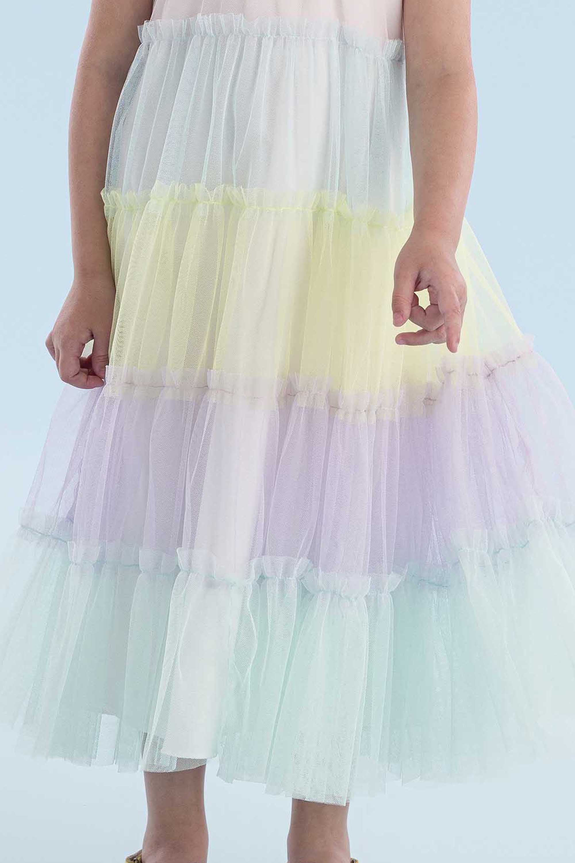 Vestido Infantil Midi Tule Colorido Mon Sucré