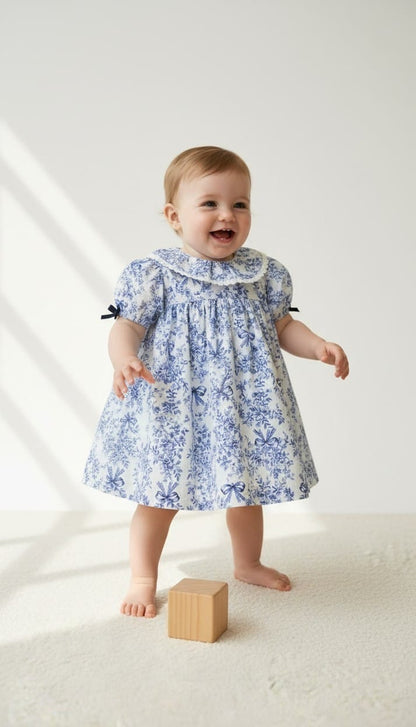 Vestido Bebê Azul Azulejo Buá