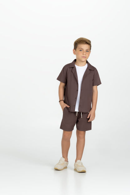 Conjunto Infantil Menino 03 Peças Marrom Buá
