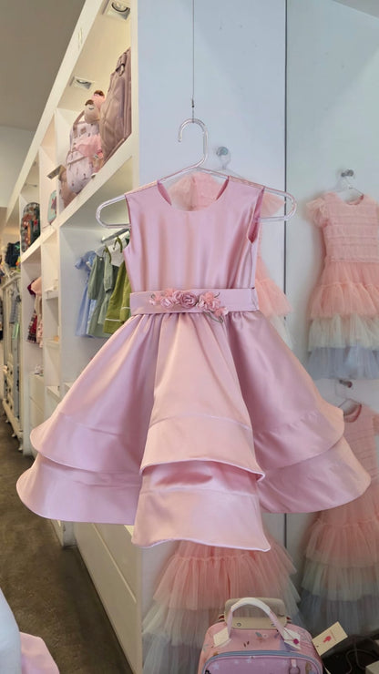 Vestido Infantil Saia Dupla Rosê Buá