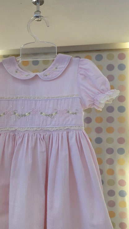 Vestido Bebê Rosa Bordado Buá