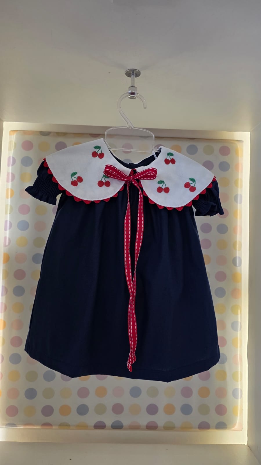 Vestido Bebê Marinho Cerejas Buá