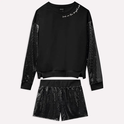 Conjunto Paetê Preto Amora