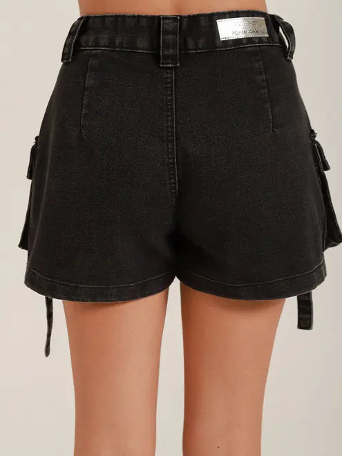 Short Saia Jeans Black Stone Poah