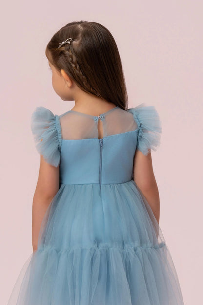 Vestido Infantil Azul Paetês Petit Cherie
