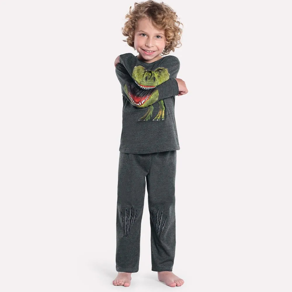Pijama Dino Cinza