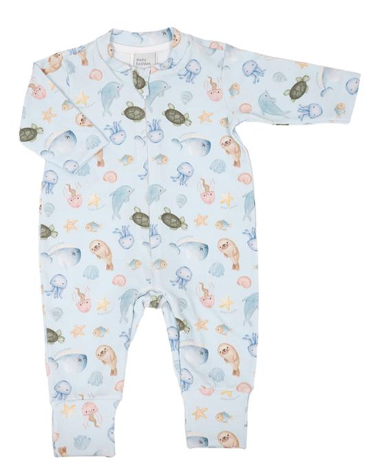 Macacão Zíper Fundo Do Mar Baby Fashion