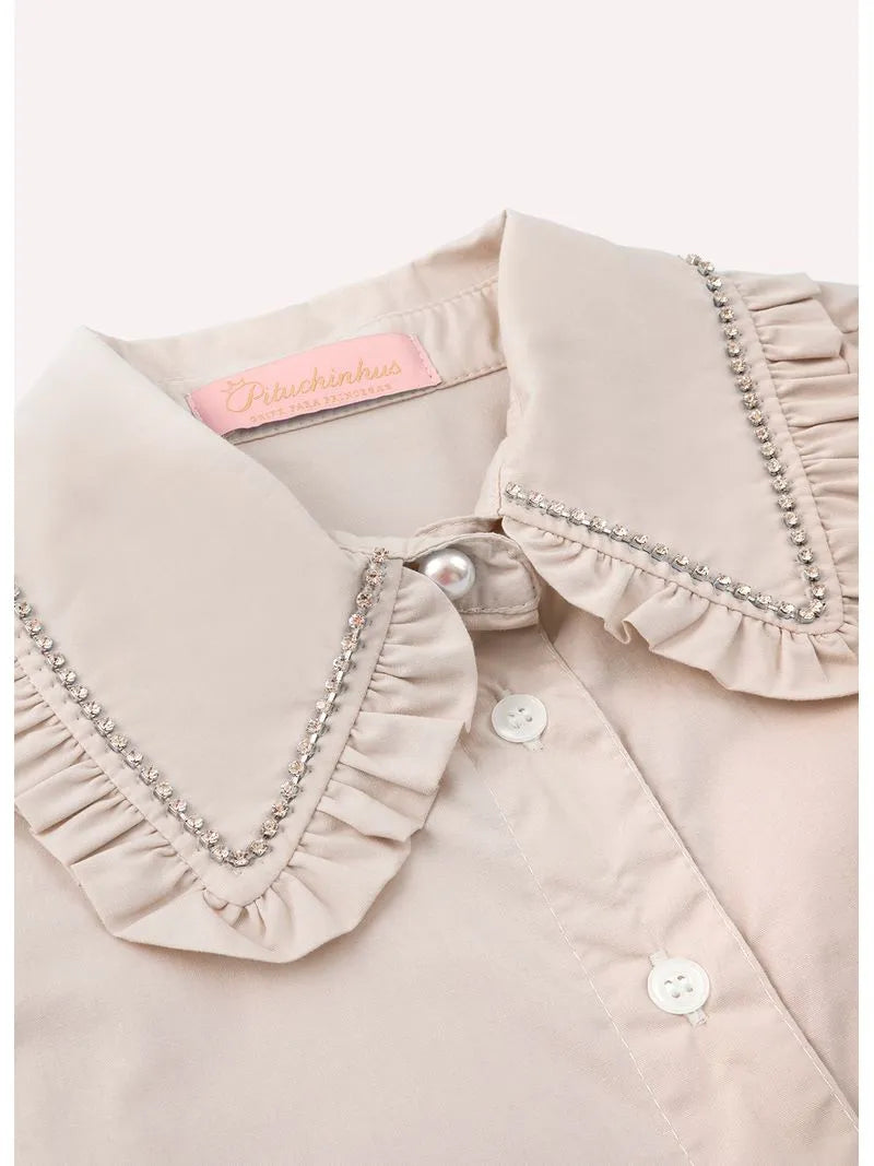 Camisa Tricoline Bege Pituchinhus