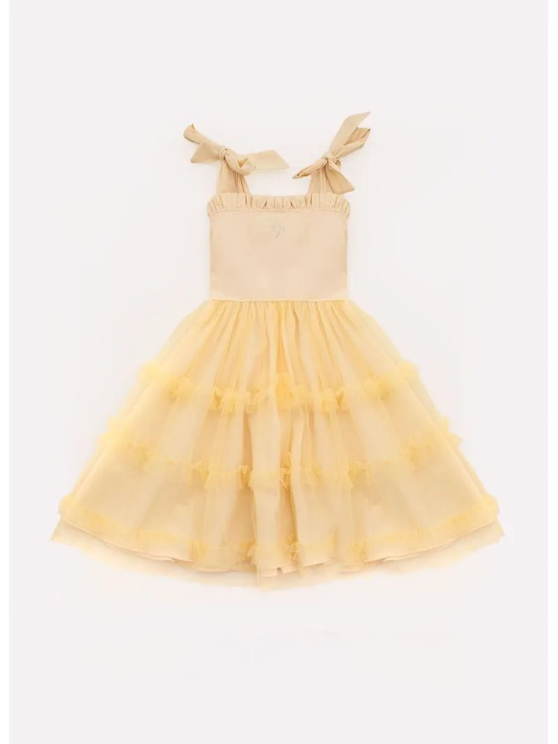 Vestido Tule Amarelo Pituchinhus