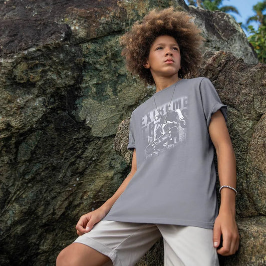 Camiseta Cinza Skatista Lemon