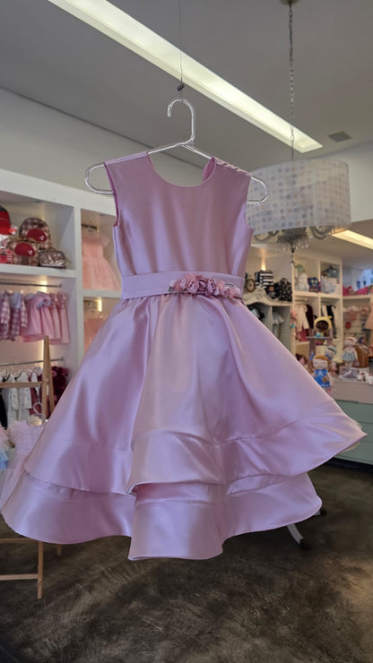 Vestido Infantil Saia Dupla Rosê Buá