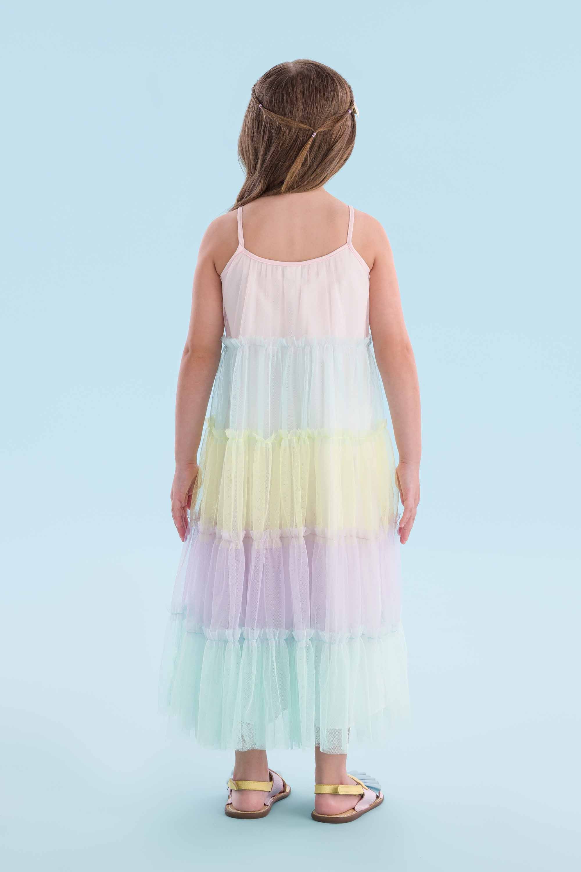 Vestido Infantil Midi Tule Colorido Mon Sucré