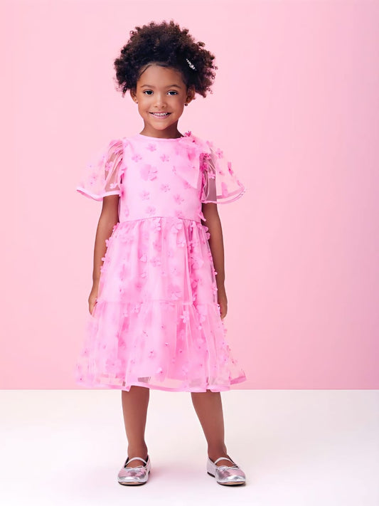 Vestido Infantil Flores 3D Momi