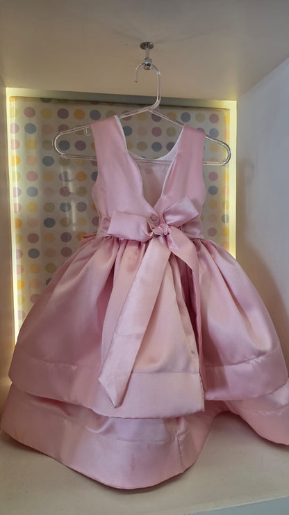 Vestido Infantil Saia Dupla Rose Laço Buá
