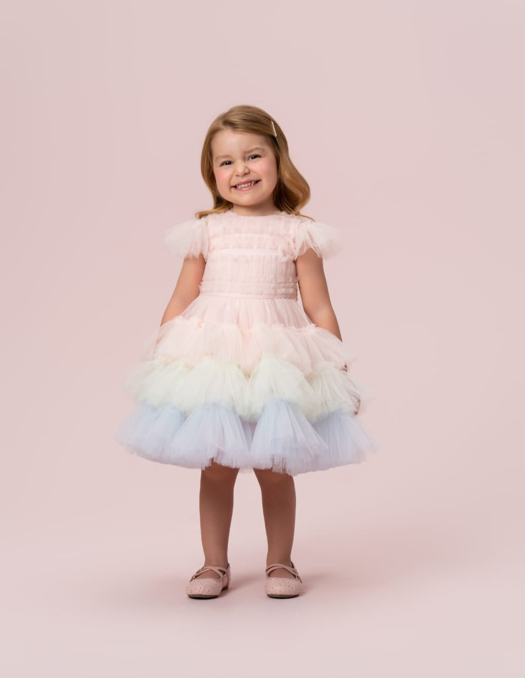 Vestido Infantil Camadas Babados Color Petit Cherie