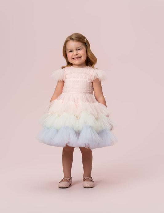 Vestido Infantil Camadas Babados Color Petit Cherie