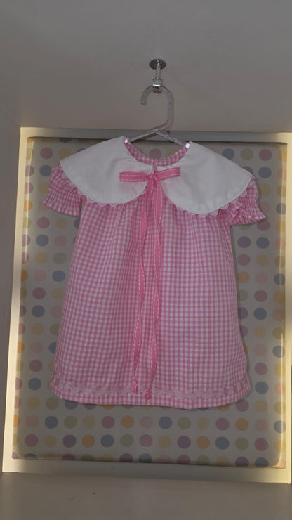 Vestido Bebê Rosa Xadrez Buá