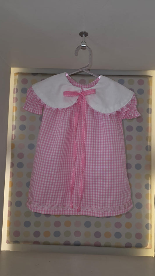 Vestido Bebê Rosa Xadrez Buá