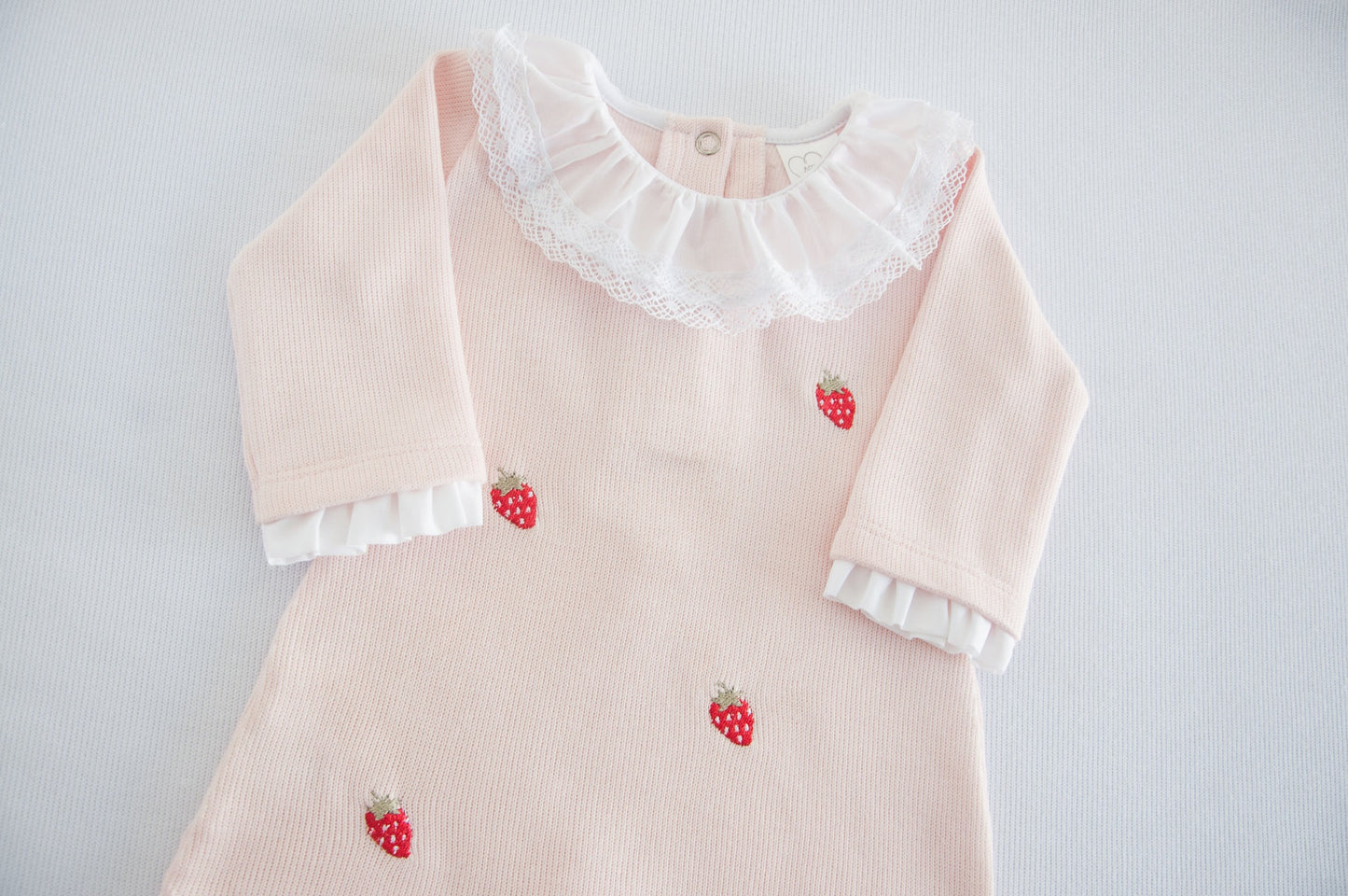 Vestido com Calça Bebê Doce Morango Rosa Buá