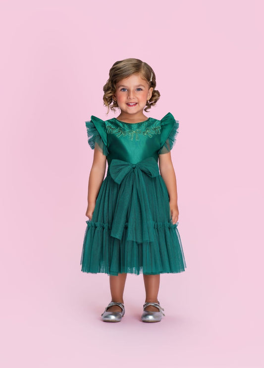 Vestido Infantil Verde Paetê Petit Cherie