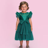 Vestido Infantil Verde Paetê Petit Cherie