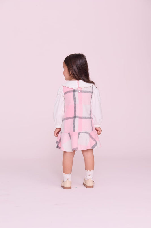 Vestido Infantil Xadrez Rosa Buá