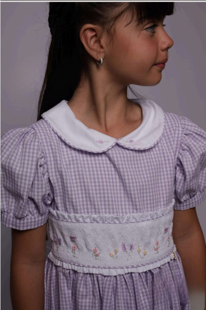 Vestido Infantil Xadrez Lilás Buá