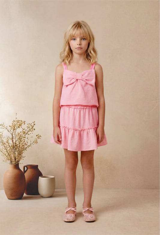 Conjunto Infantil Menina Rosa Laço Buá