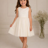 Vestido Infantil Creme Pérolas Petit Cherie