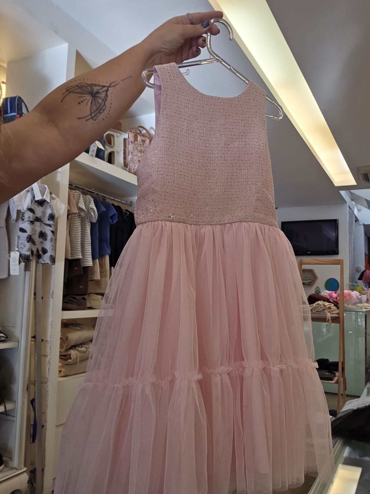 Vestido Infantil Tweed Brilho Petit Cherie