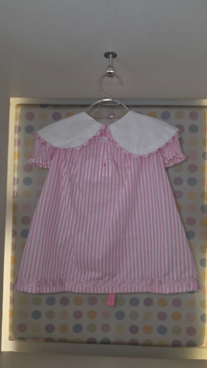 Vestido Bebê Rosa Listrado Buá