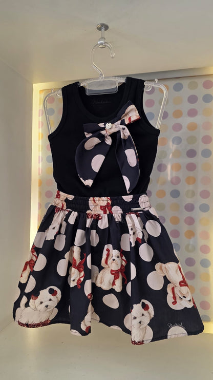 Conjunto Infantil Preto Cachorros Pituchinhus