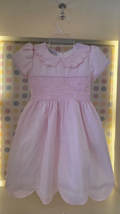 Vestido Infantil Festonê Rosa Buá