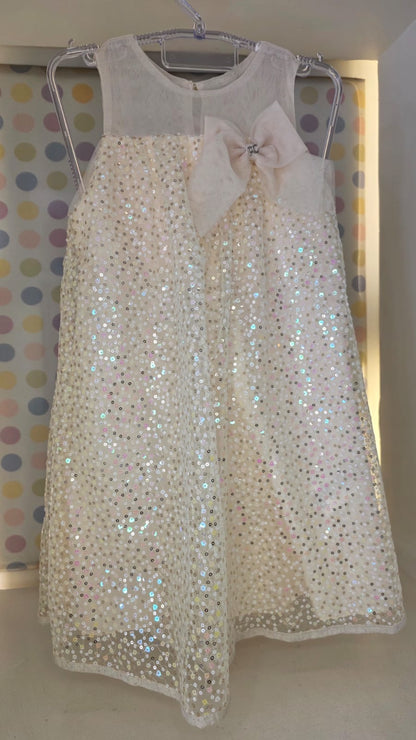 Vestido Infantil Creme Paetê Petit Cherie