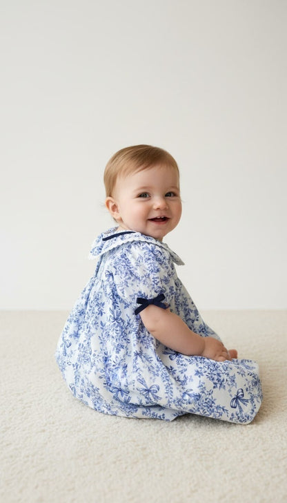 Vestido Bebê Azul Azulejo Buá