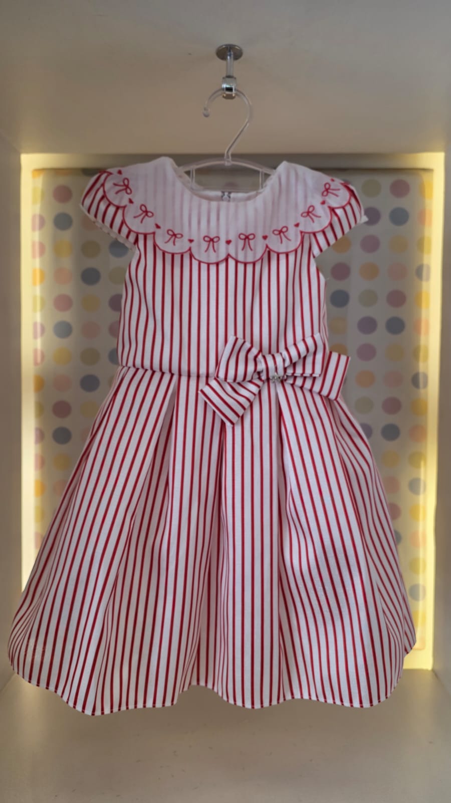 Vestido Infantil Vermelho Listrado Petit Cherie