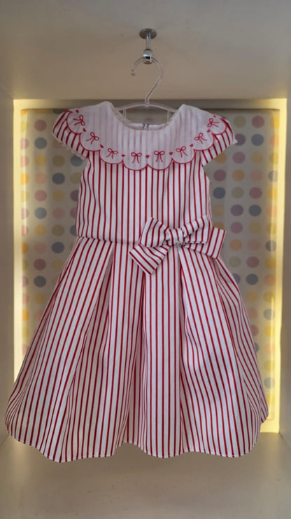 Vestido Infantil Vermelho Listrado Petit Cherie