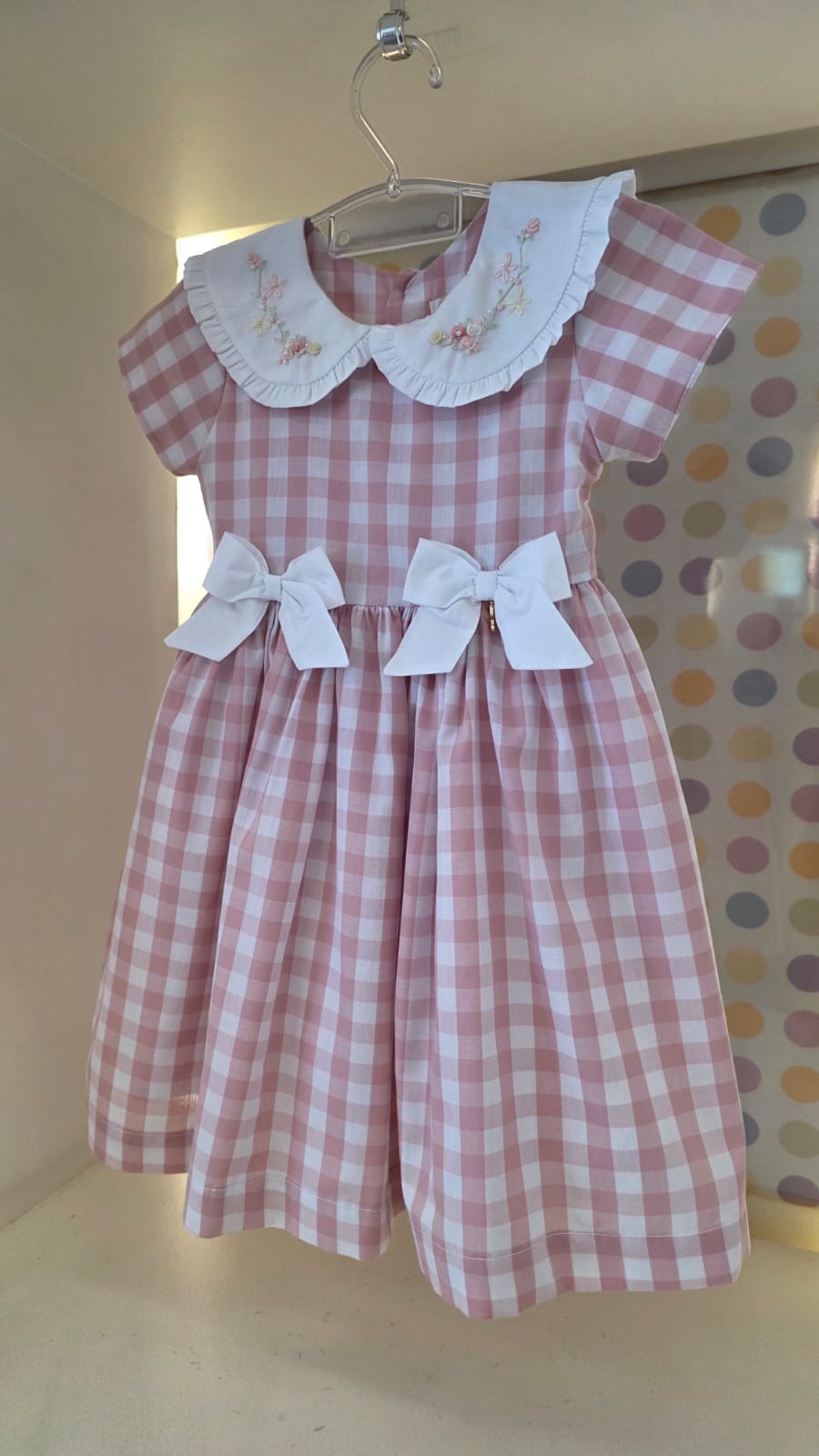 Vestido Bebê Xadrez Rosa Buá