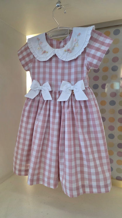 Vestido Bebê Xadrez Rosa Buá