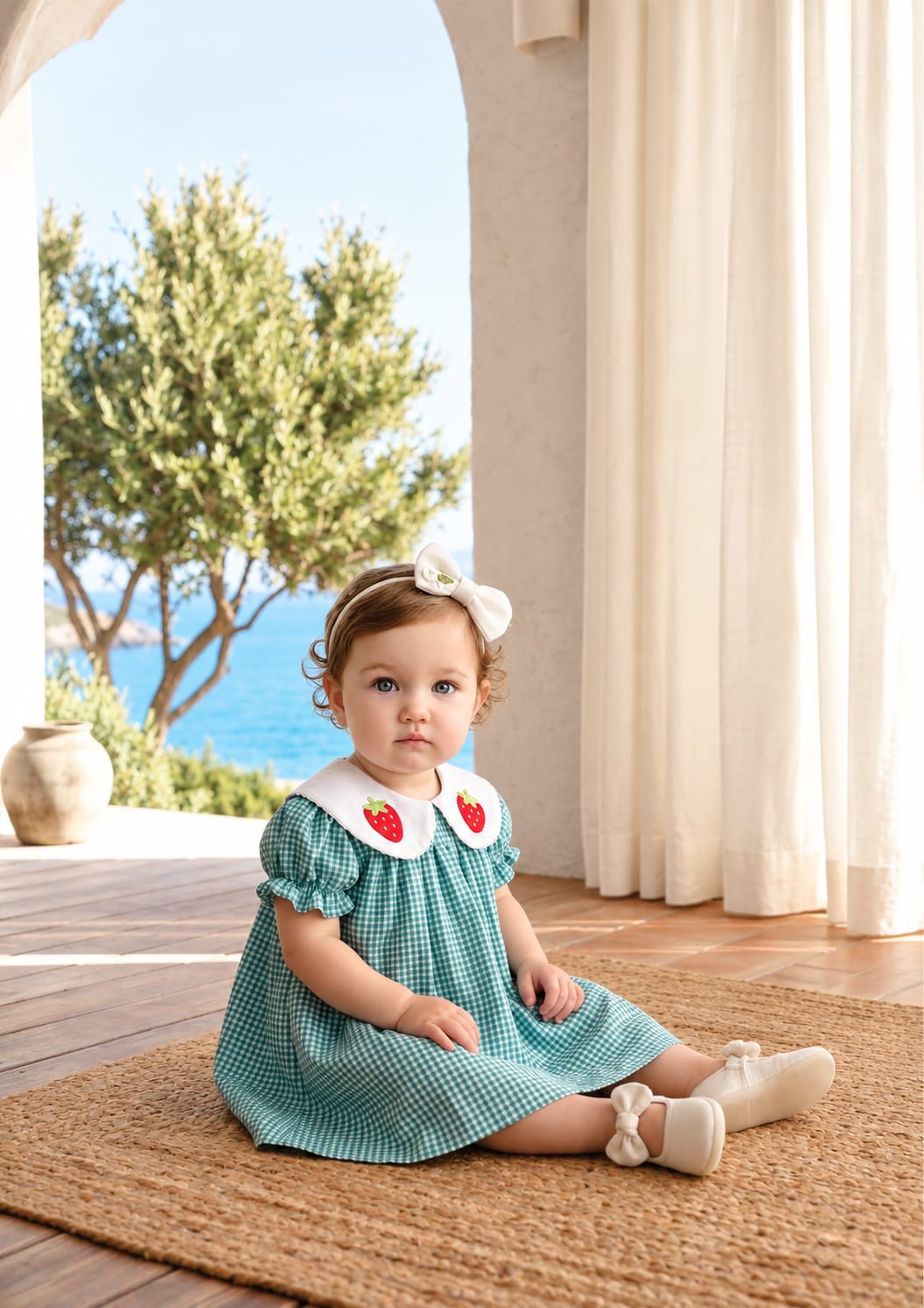 Vestido Bebê Xadrez Verde Buá