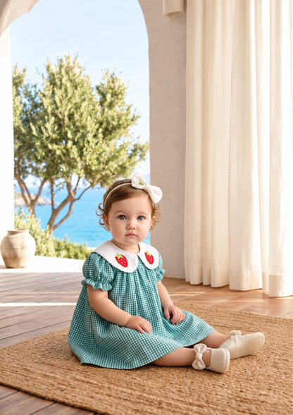 Vestido Bebê Xadrez Verde Buá