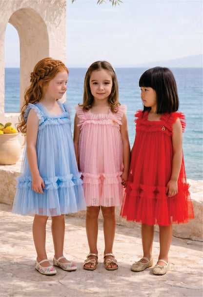 Vestido Infantil Vermelho Tule Buá