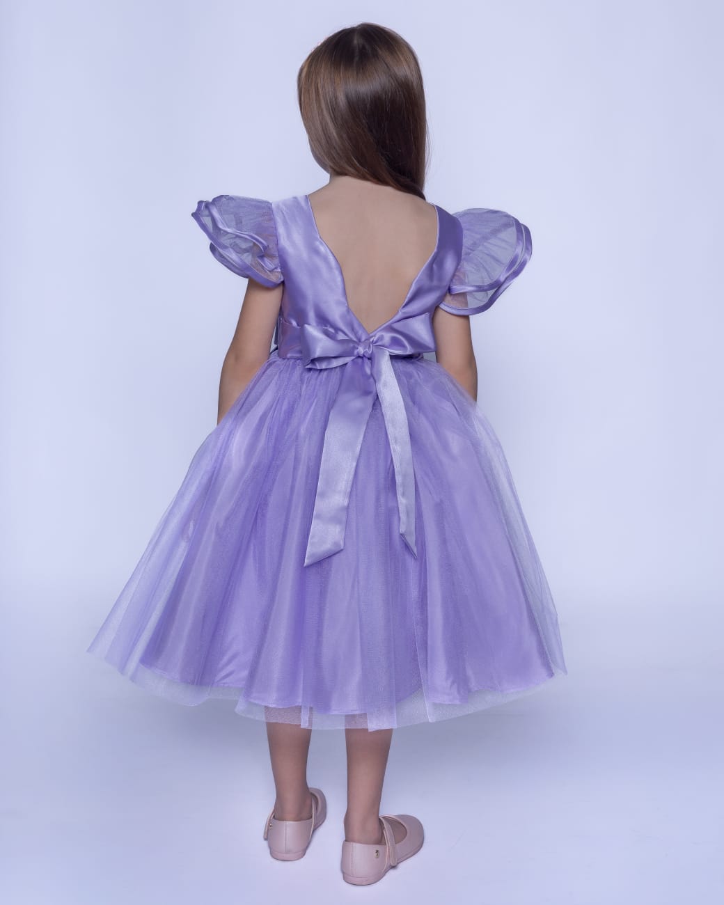 Vestido Infantil Festa Lilás Laço Buá