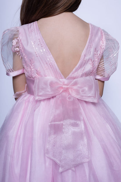 Vestido Infantil Festa Rosa Bordado Buá